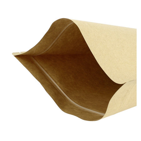 50 pezzi Sacchetti Doypack in carta kraft avana con finestra e chiusura a pressione