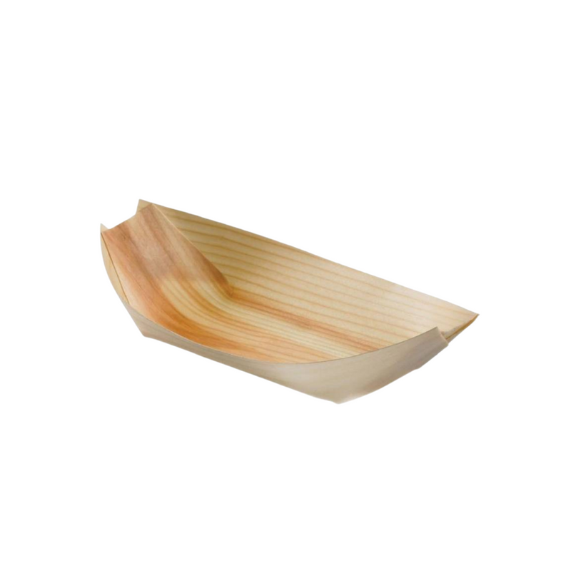 50pz Vassoi a barchetta per alimenti in legno di pino