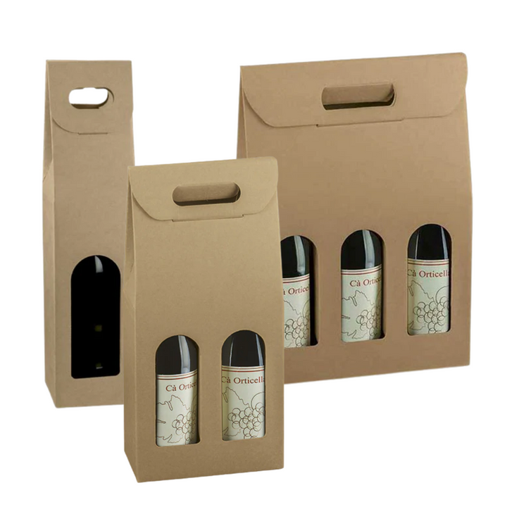 Scatola Portabottiglie Scotton in Cartoncino Avana con Maniglia – Per 1, 2 o 3 Bottiglie
