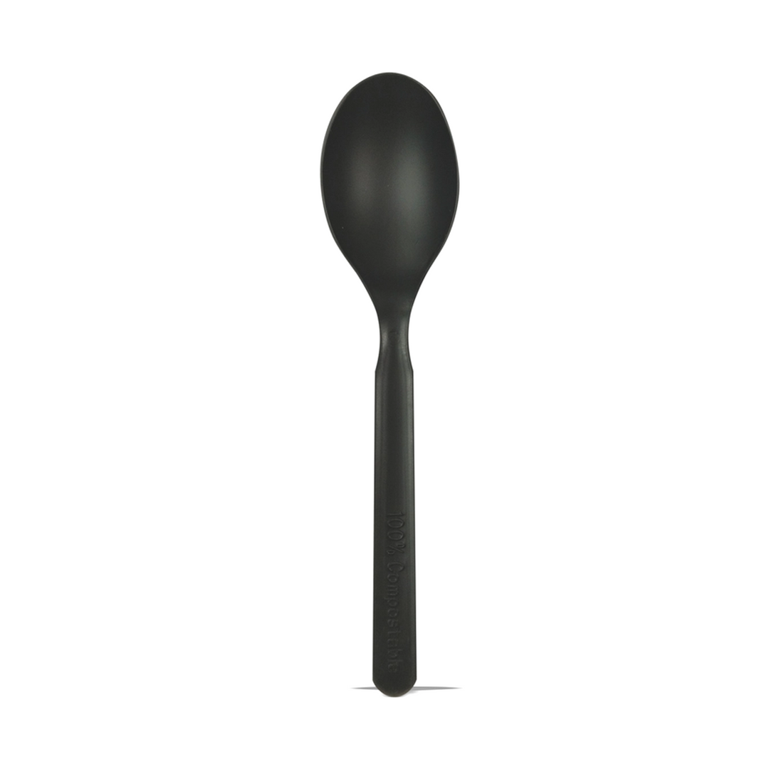 Cucchiai in CPLA Compostabili Neri – 15 cm (Confezione da 50 Pezzi)