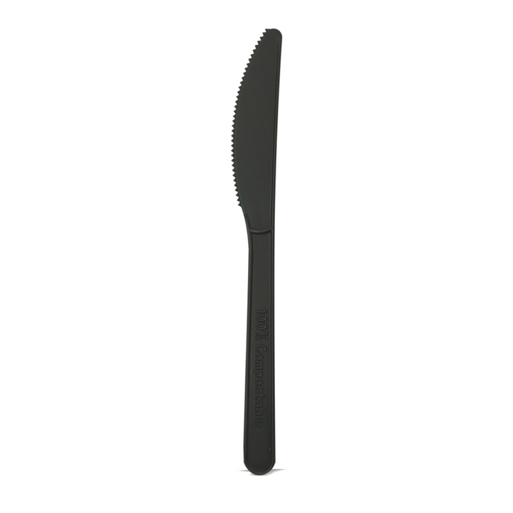 Coltelli in CPLA Compostabili Neri – 15,7 cm (Confezione da 50 Pezzi)