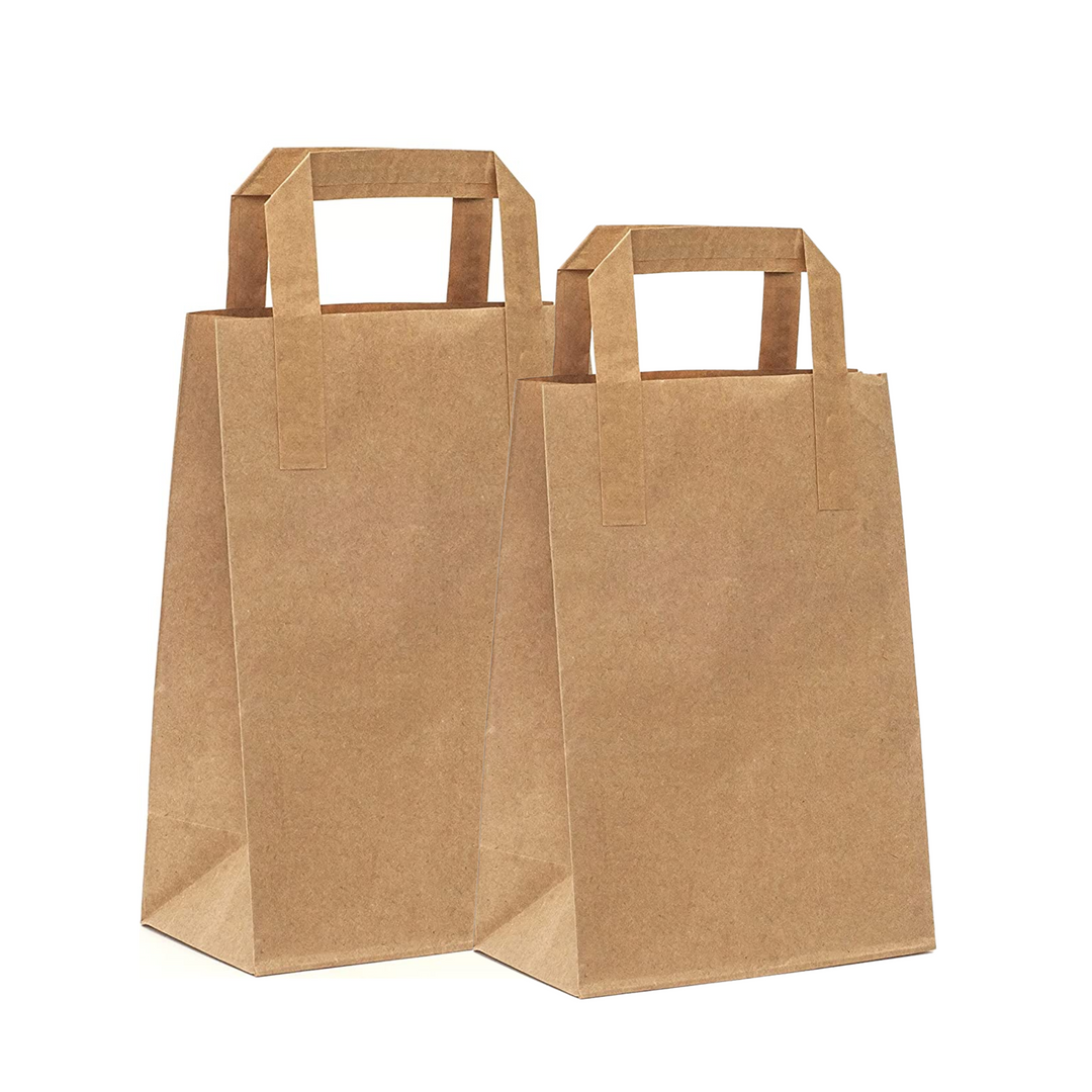 Buste Shopper in Carta Kraft Avana con Manico Piatto