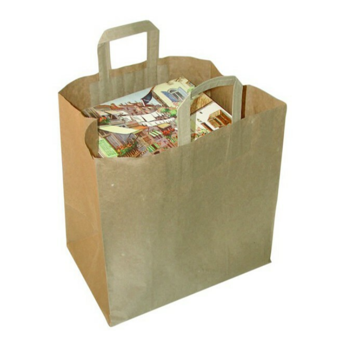 Buste Shopper in Carta Kraft Avana con Manico Piatto