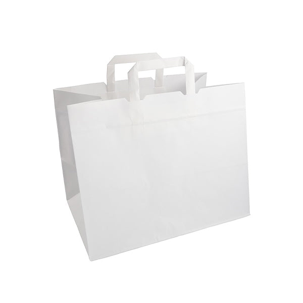 Buste Shopper in Carta Kraft Bianche con Manico Piatto