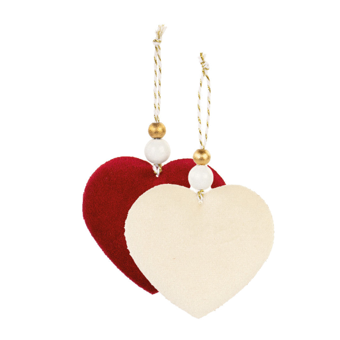 Set 12 Decorazioni a Forma di Cuore in Velluto – 8x7 cm