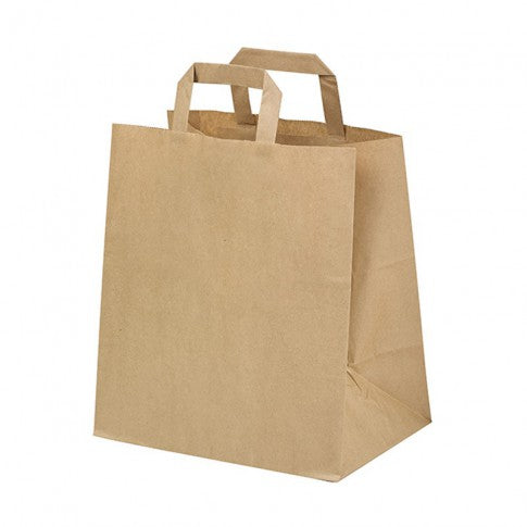 Buste Shopper in Carta Kraft Avana con Manico Piatto