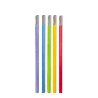 Cannucce Colorate in Carta con Cucchiaino per Granita – Confezione da 125 Pezzi (20 cm, Ø 8 mm)