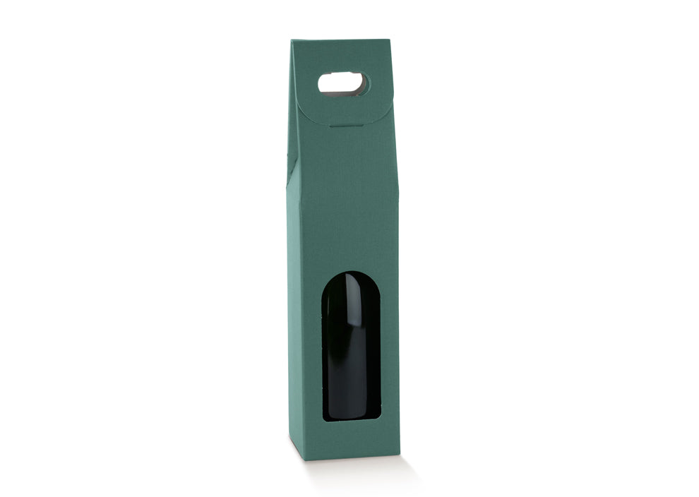 Scatola Portabottiglie Scotton in Cartoncino Verde con Maniglia – Per 1, 2 o 3 Bottiglie