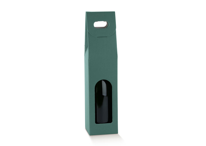 Scatola Portabottiglie Scotton in Cartoncino Verde con Maniglia – Per 1, 2 o 3 Bottiglie