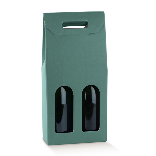 Scatola Portabottiglie Scotton in Cartoncino Verde con Maniglia – Per 1, 2 o 3 Bottiglie