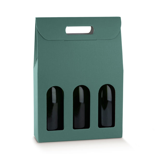 Scatola Portabottiglie Scotton in Cartoncino Verde con Maniglia – Per 1, 2 o 3 Bottiglie