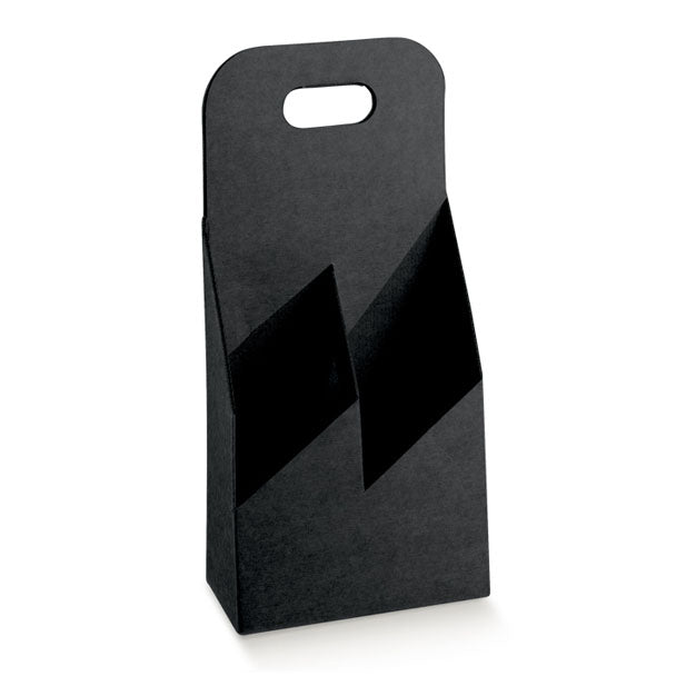 30pz Cestello 2 Portabottiglie in Carta Kraft resistente Nero