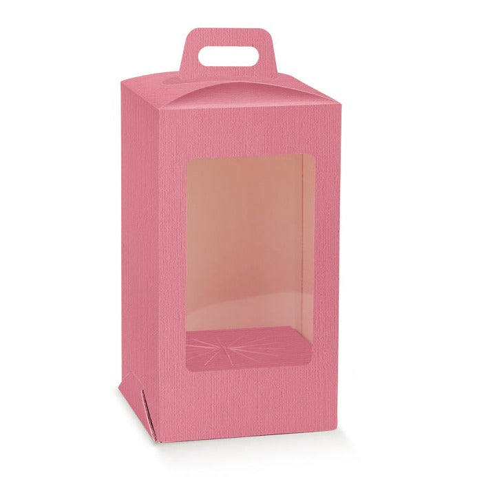 1pz Scatola portauova di Pasqua in cartoncino rosa con finestra trasparente