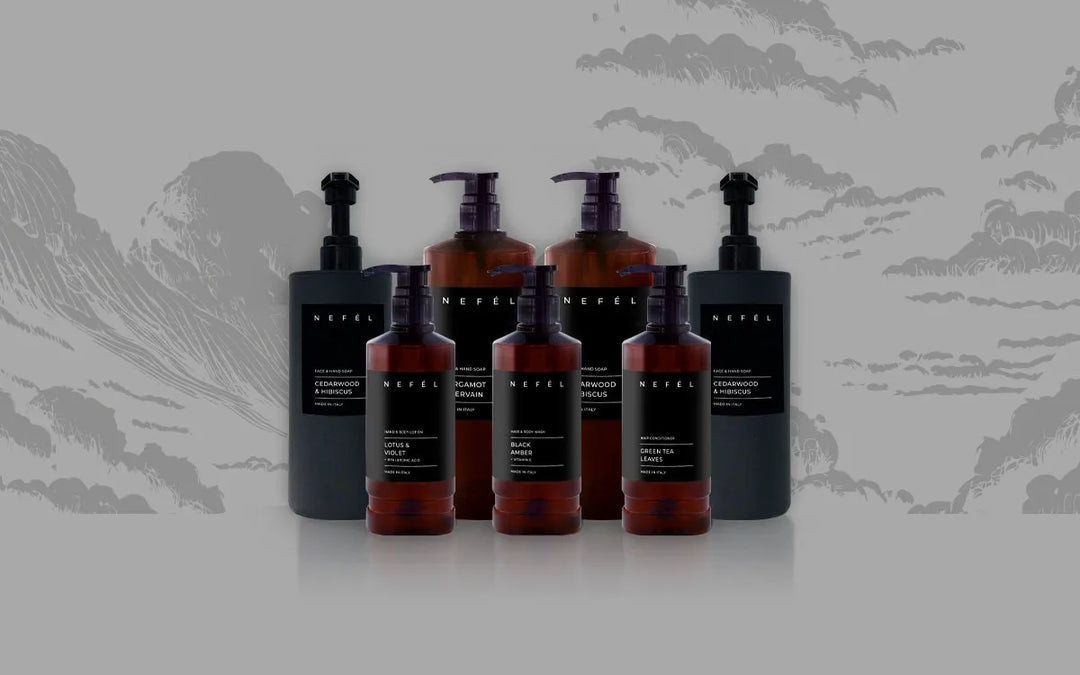 Sapone Viso e Mani Nefél Black Amber 480ml – Alchimia d’Oriente per la Cura delle Mani e del Viso