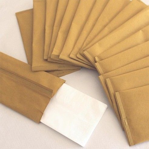 Sacchetti Portaposate in Carta Paglia Avana con Tovagliolo Bianco – 25x10 cm