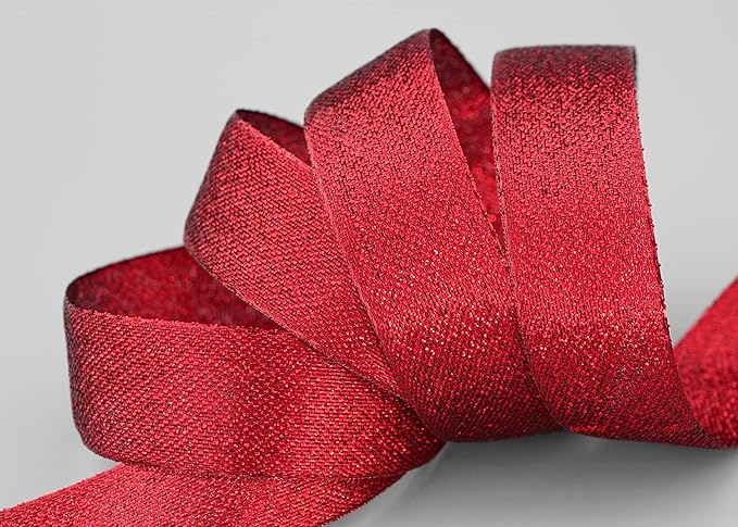 Nastri decorativi in lurex – verde, rosso, rame e oro – 25 metri x 3,8 cm