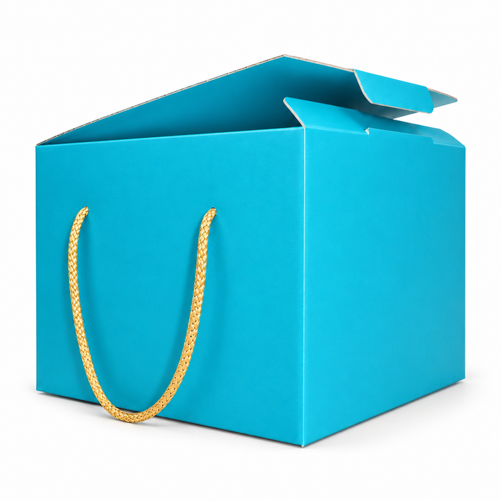 Scatola porta panettone in cartone con cordini oro Personalizzabile - 24x24cm Altezza 18cm