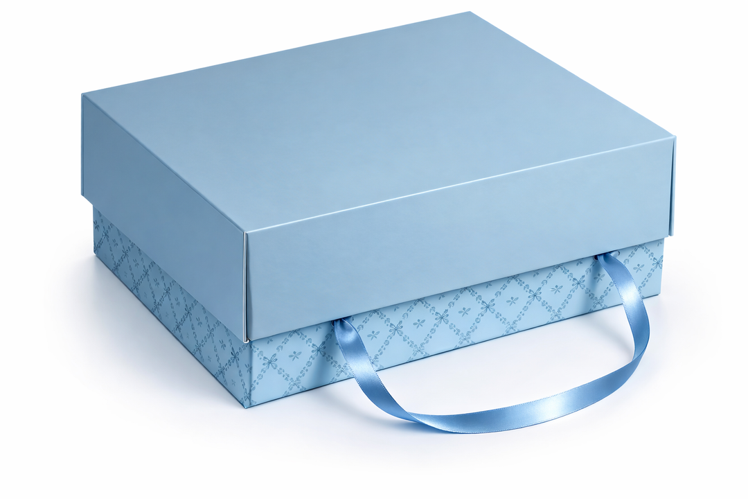 Scatola per colomba pasquale Easy Light 1 Kg – Azzurra con coperchio Celeste e cordini in raso