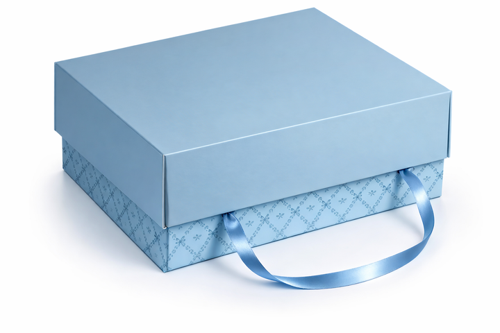 Scatola per colomba pasquale Easy Light 1 Kg – Azzurra con coperchio Celeste e cordini in raso