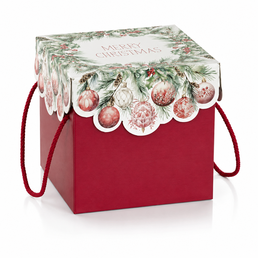 Scatola Fondo + Coperchio Scotton Fantasia Addobbi Natalizi – Scatola Regalo Natalizia in Cartone (20 Pezzi)