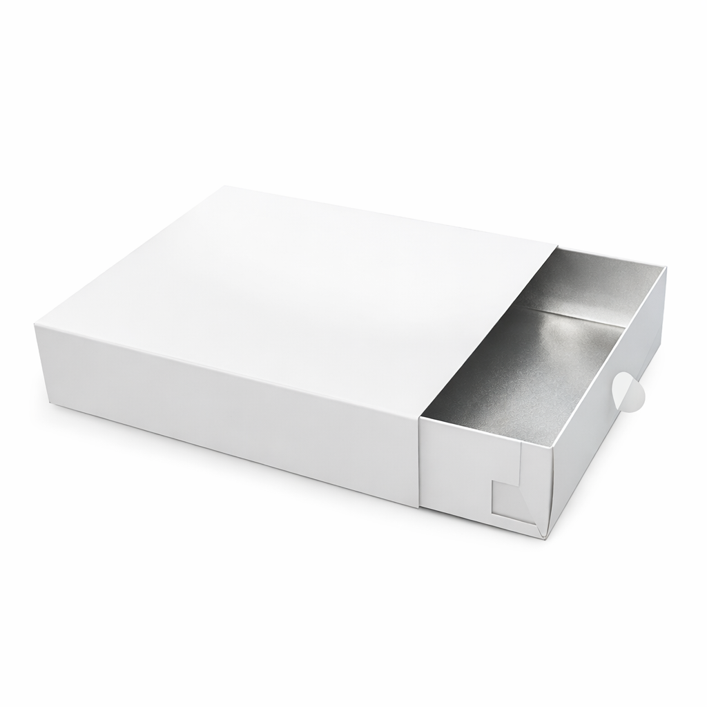 Scatola a Cassetto Bianca o Nera con Interno Argento – Eleganza per Pasticceria, Salato e Regali