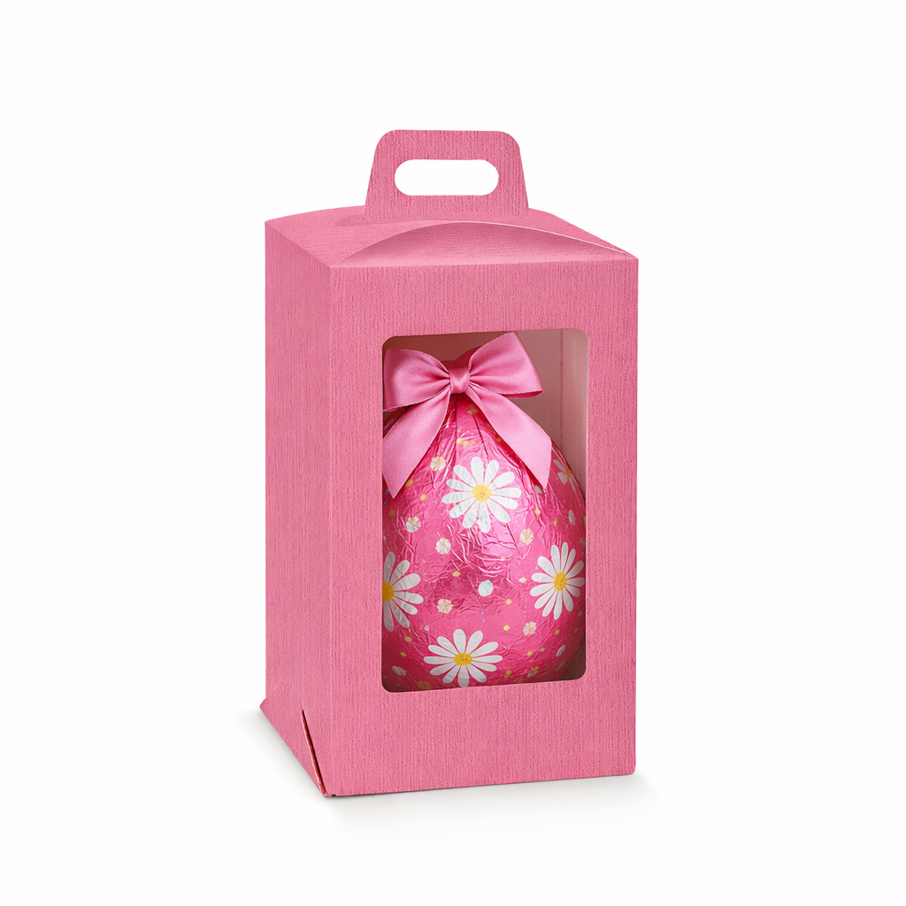 Scatola Portauovo di Pasqua Rosa con Finestra Trasparente – Elegante e Raffinata