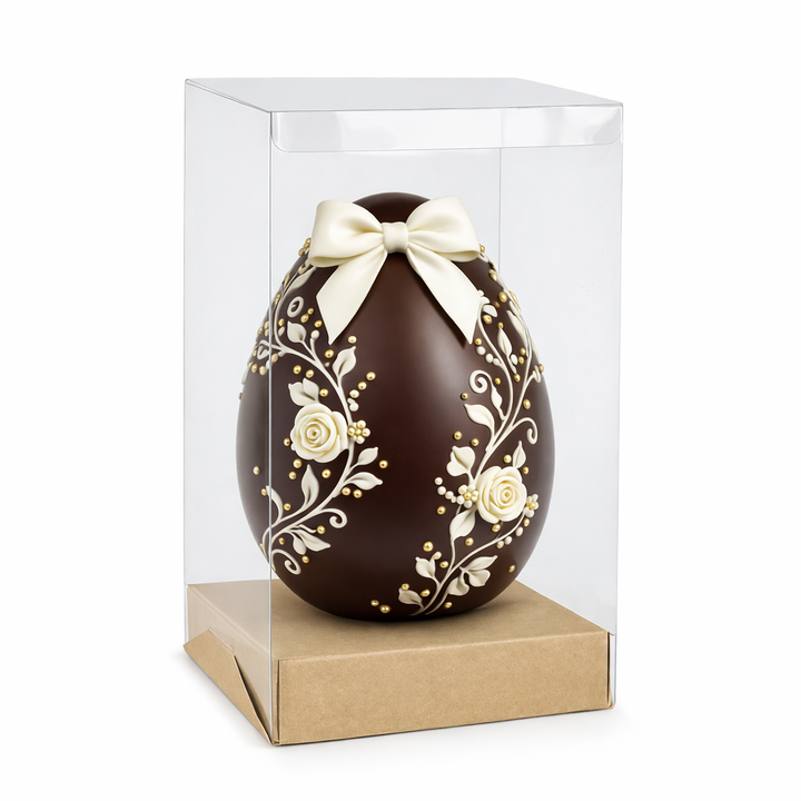 Scatole Trasparenti Portauovo di Pasqua con Blocca Uovo – Base Avana | 10 Pezzi Scotton