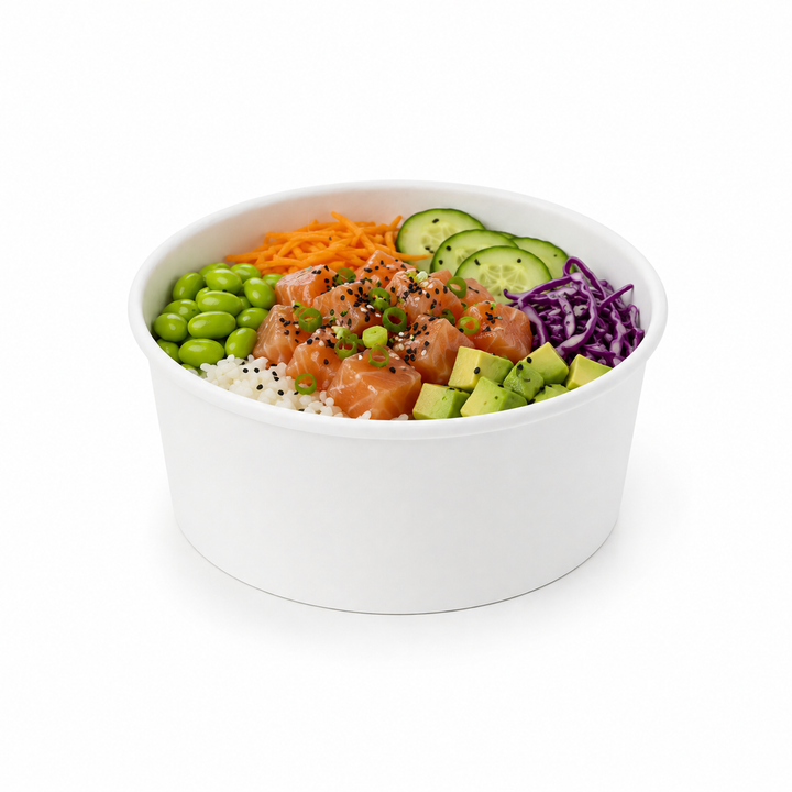Contenitore Poke Bowl e Insalata in Carta Bianca – Confezione da 50 Pezzi