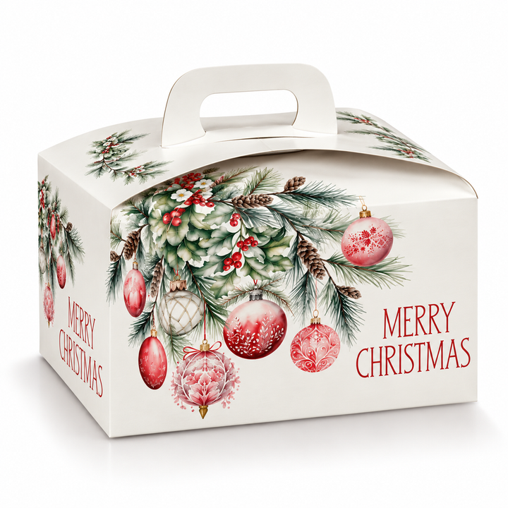 Scatola portapanettone Scotton fantasia addobbi Natalizi con manico e chiusura ad incastro