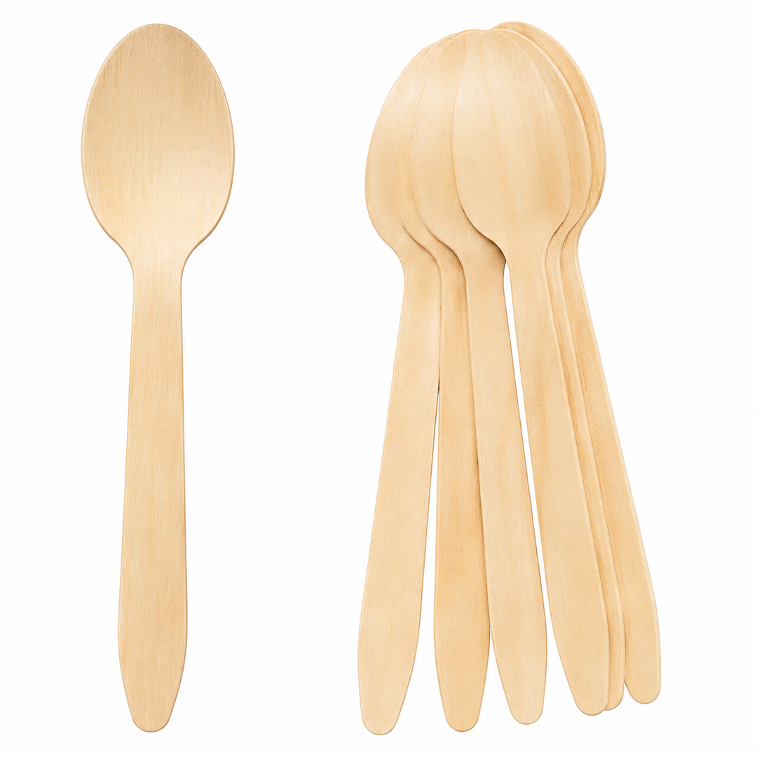 Posate Monouso in Legno di Betulla – Naturali, Resistenti ed Ecosostenibil