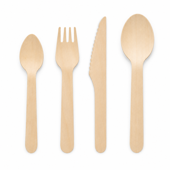 Posate Monouso in Legno di Betulla – Naturali, Resistenti ed Ecosostenibil