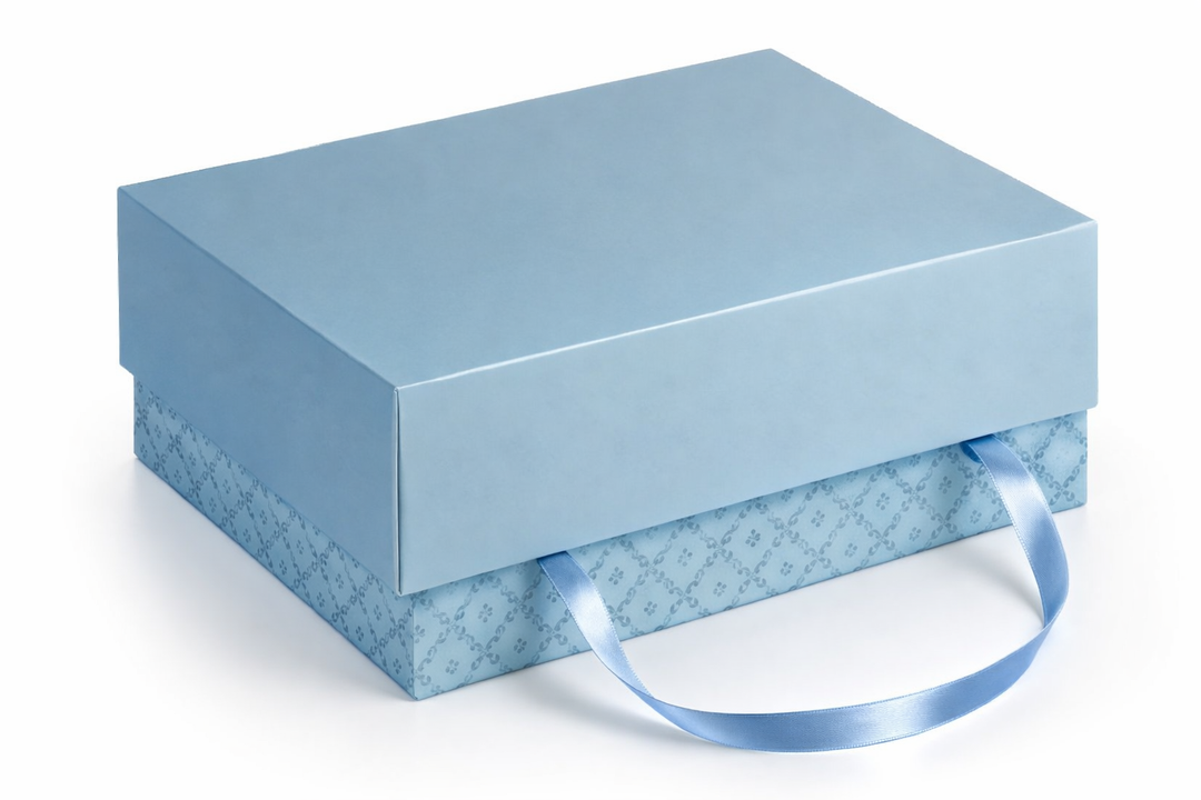 Scatola per colomba pasquale Easy Light 1 Kg – Azzurra con coperchio Celeste e cordini in raso