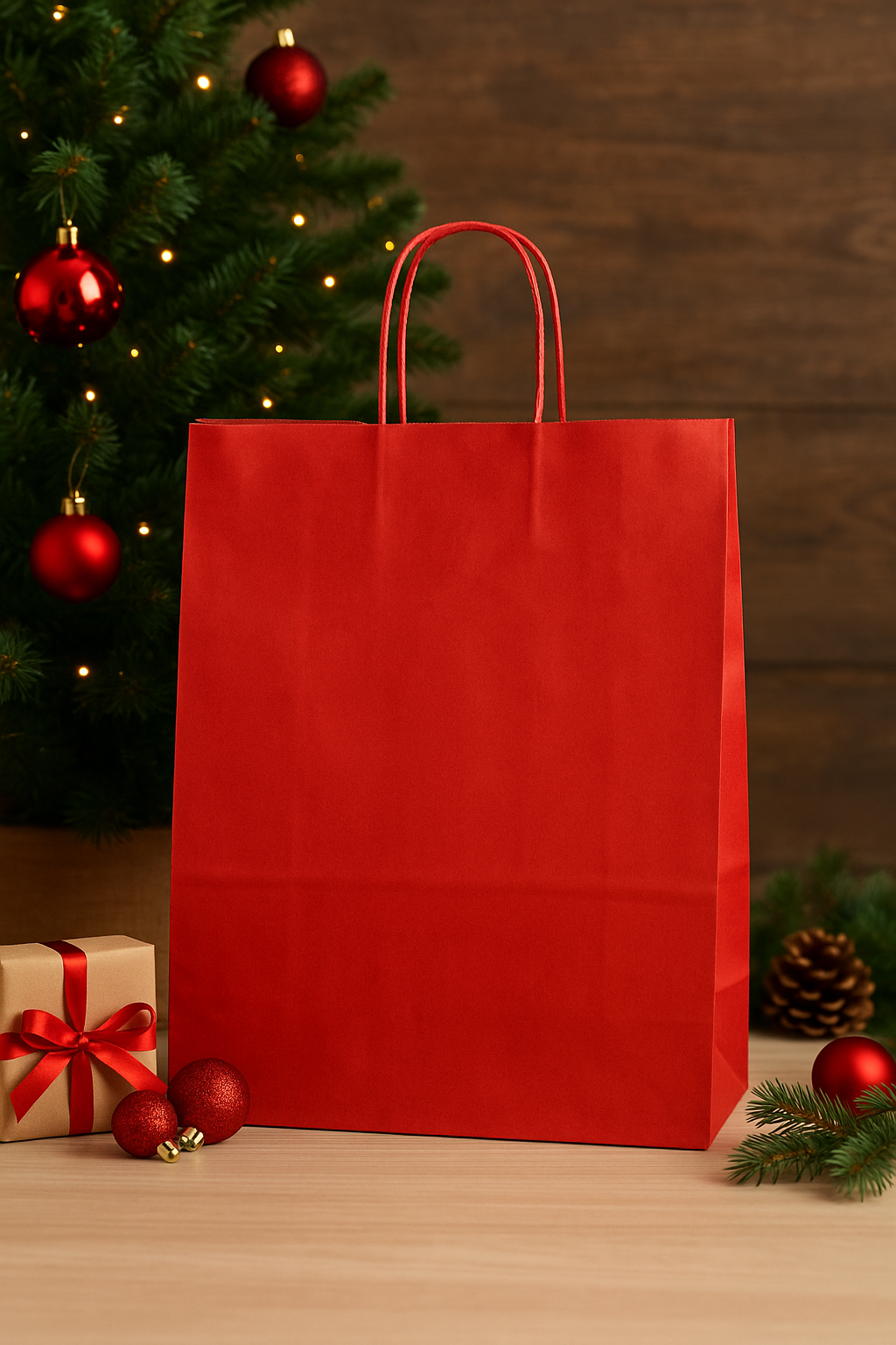 Shopper Rossa in Carta con Manico Ritorto – Confezioni Natalizie Eleganti