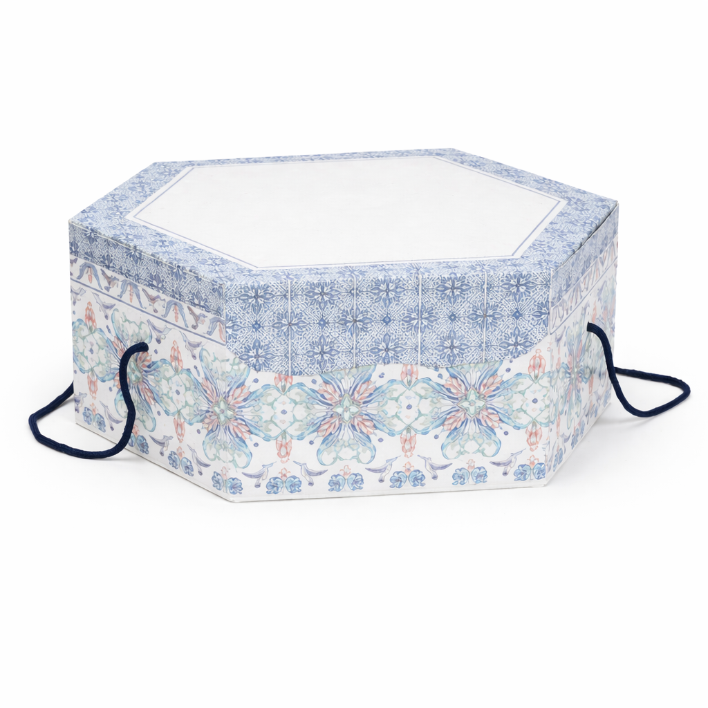 Scatola Colomba Esagonale “Colibrì” – Base Celeste o Smeraldo