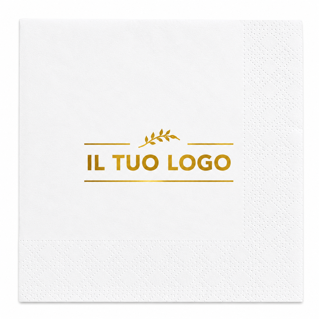 Tovaglioli bianchi 25x25cm Personalizzati - 4 cartoni (21.600 pezzi)