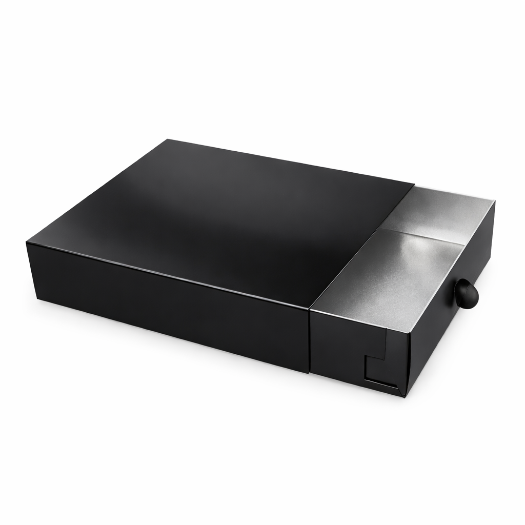 Scatola a Cassetto Bianca o Nera con Interno Argento – Eleganza per Pasticceria, Salato e Regali