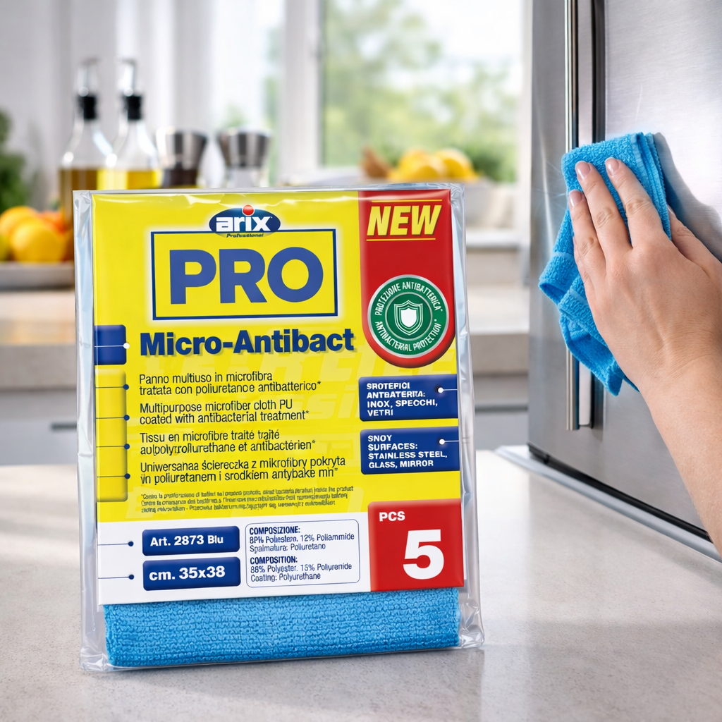 Panno Microfibra Arix Micro-Antibact 35x38 cm – Confezione da 5 Pezzi