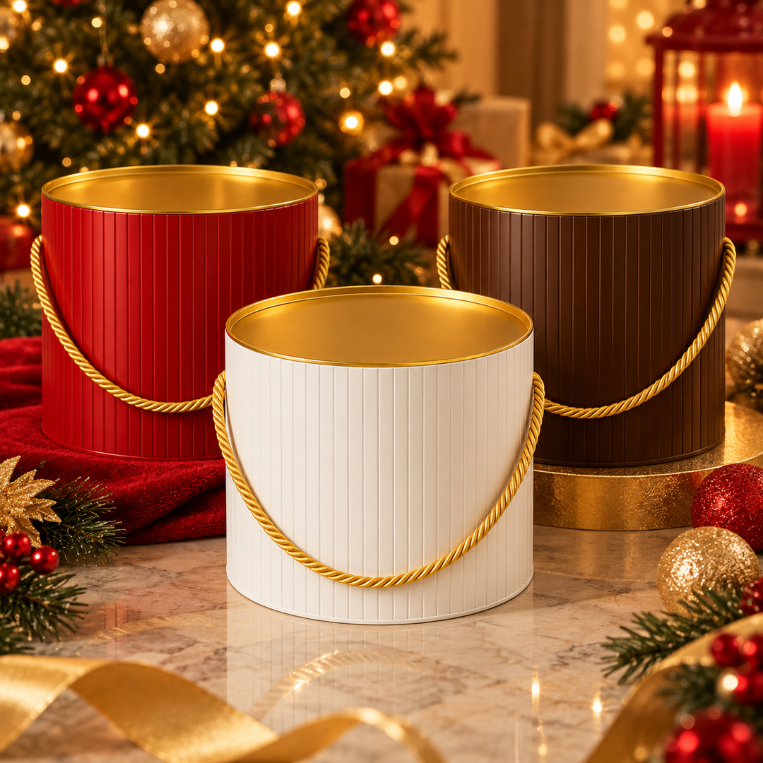 Scatola in carta Cappelliera Portapanettone Lucida Ø25 x H23cm con tappo in latta - 25 Pezzi