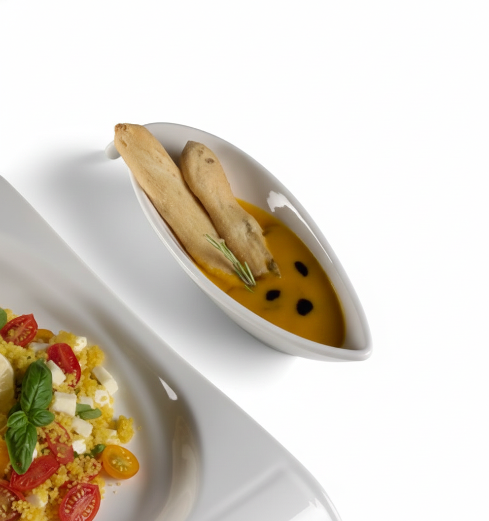 1pz Salsiera bianca in melamina riutilizzabile 21x7cm