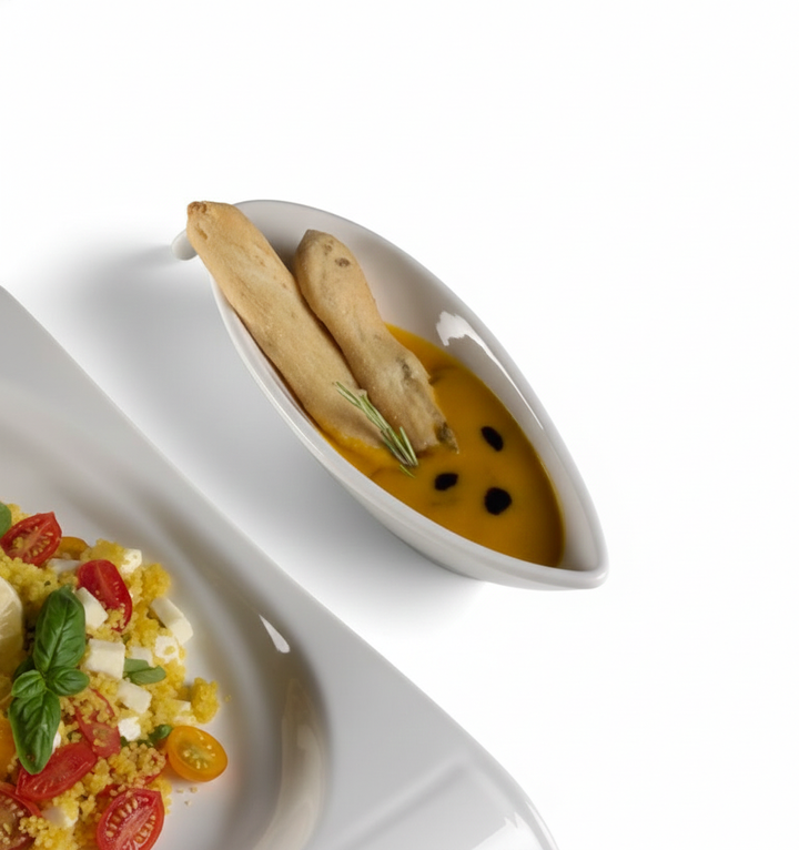 1pz Salsiera bianca in melamina riutilizzabile 21x7cm