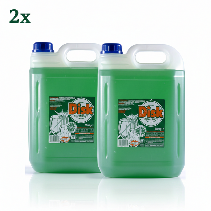 Detergente Professionale per Lavaggio Manuale delle Stoviglie Disk – 2 Taniche da 5.000 ml (10 Litri Totali)