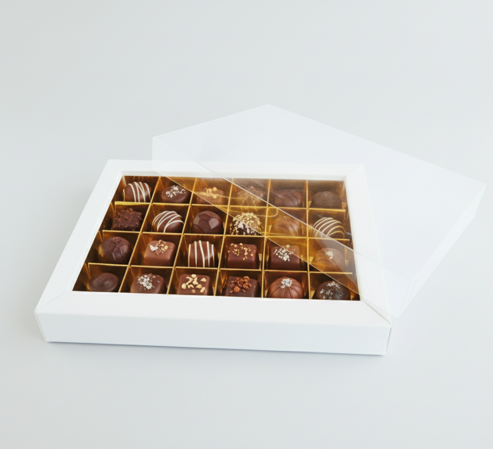 Scatola per Cioccolatini e Praline Bianca e Oro - 5 pezzi