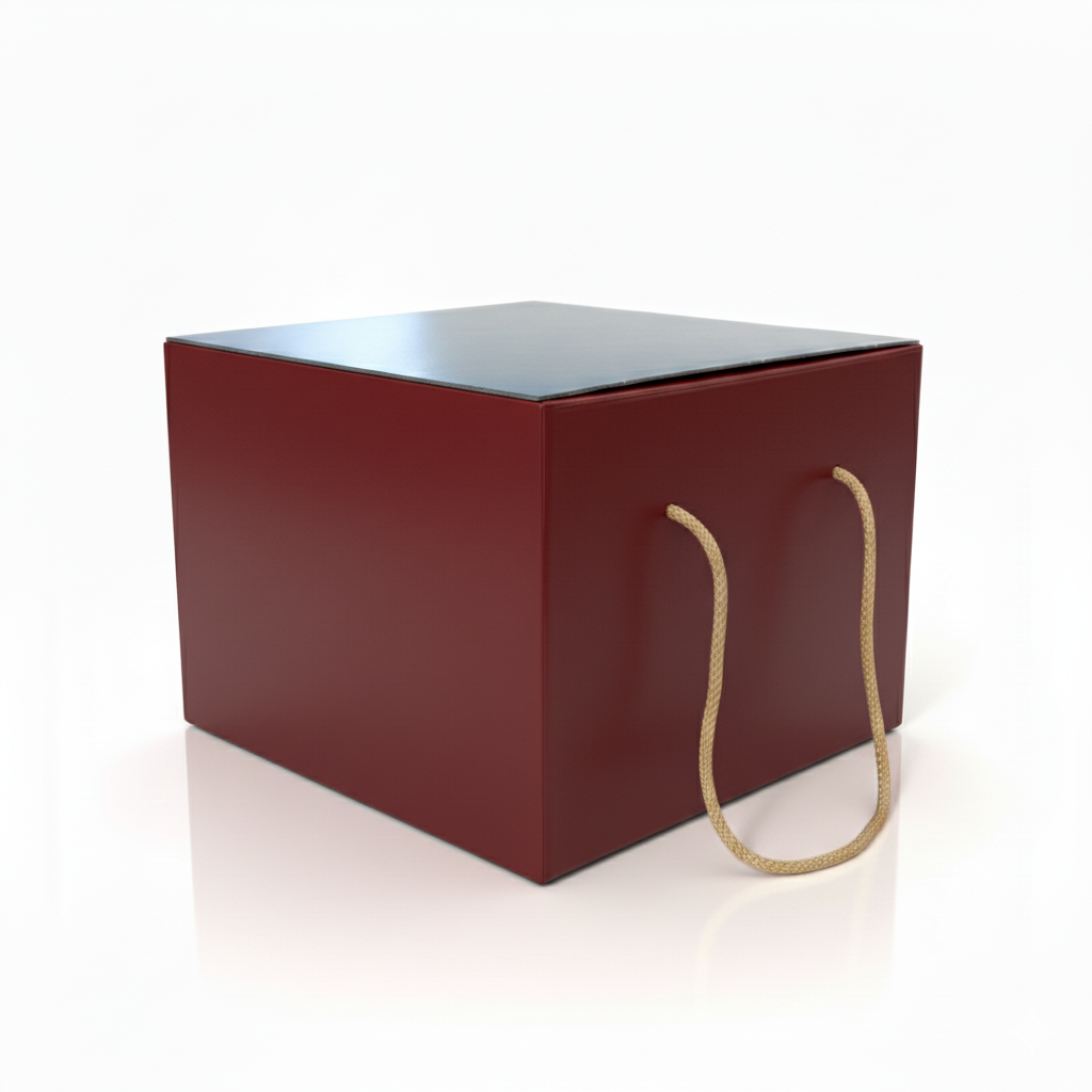 Scatola porta panettone in cartone con cordini oro - 24x24cm Altezza 18cm