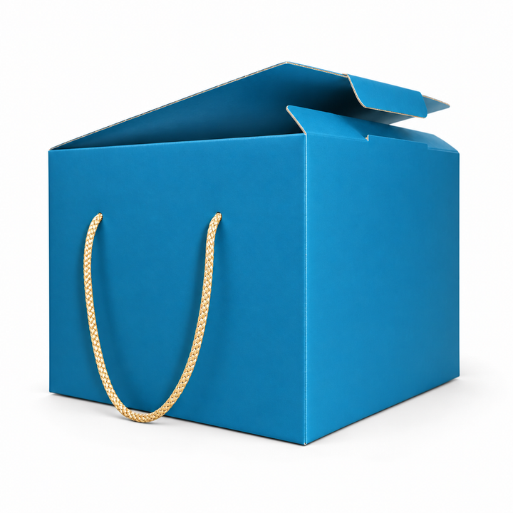 Scatola porta panettone in cartone con cordini oro Personalizzabile - 24x24cm Altezza 18cm