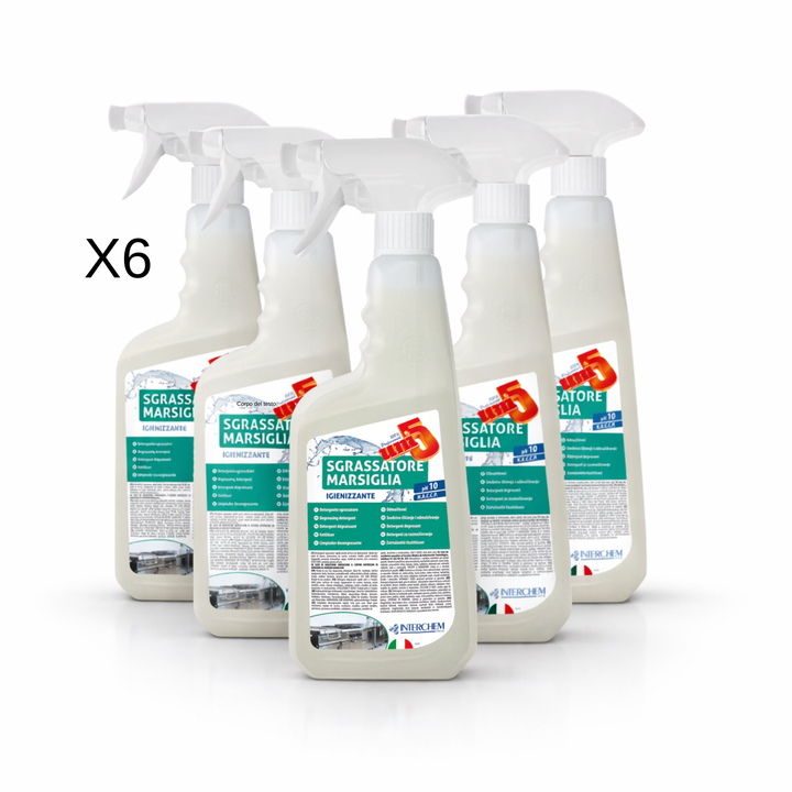 UNI5 Sgrassatore Marsiglia Igienizzante HACCP - 6 Flaconi 750ml
