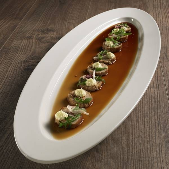 Vassoio Ovale Maxi “Le Perle” – Melamina Bianca 60×22cm Altezza 4cm