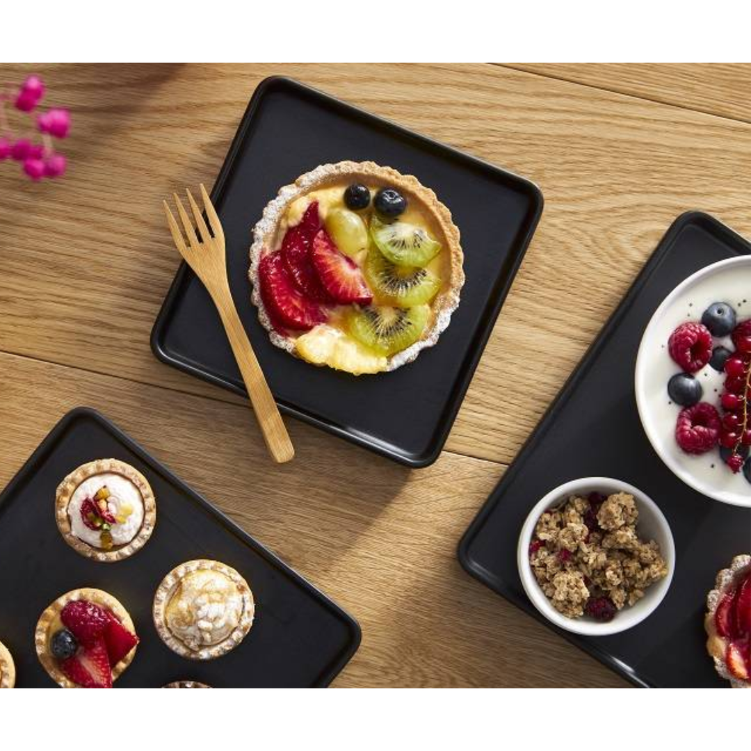 Vassoio Quadrato “Lanzarote” – Melamina Nera 21×21cm Altezza 2cm