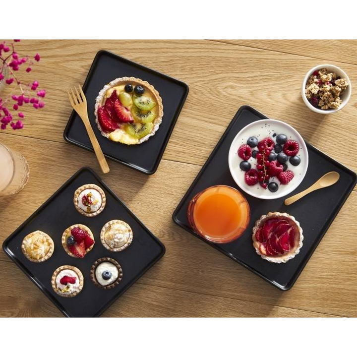Vassoio Quadrato “Lanzarote” – Melamina Nera 21×21cm Altezza 2cm