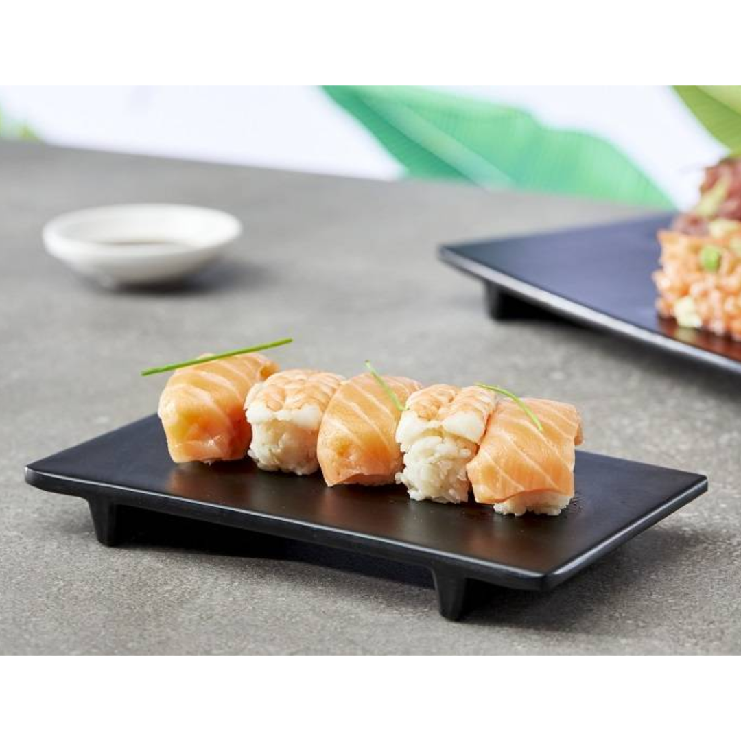 Vassoio Sushi in Melamina Nera – Rettangolare con Piedini