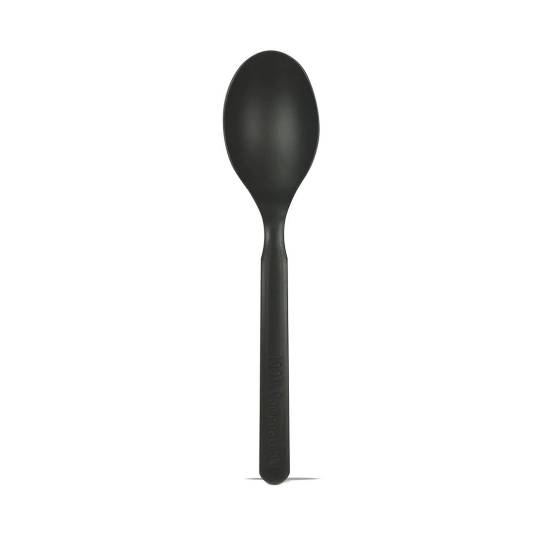 Posate in CPLA Compostabili Nere 15 cm – Eleganza e Resistenza per la Ristorazione (Confezione da 50 Pezzi)